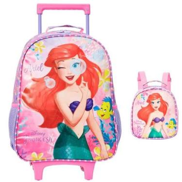 Imagem de Kit Mochila Escolar Princesa Ariel Rodinha G Com Lancheira - Xeryus