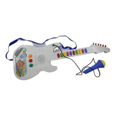 Imagem de Guitarra Musical Eletrônica Com MGicrofone Brinquedo Infantil - DM TOY