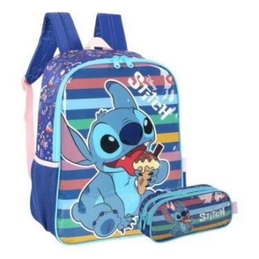 Imagem de Kit Mochila Escolar Lilo & Stitch Costas Estojo Infantil-Unissex