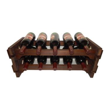 Imagem de Adega Vinho Madeira 10 Garrafas Cor Imbuia C05 Cevey Adegas e Artesana