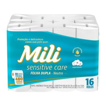 Imagem de Papel Higiênico MILI Sensitiv Folha Dupla 30m Pacote com 16un