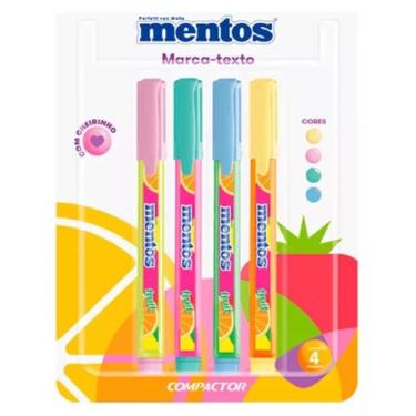 Imagem de Caneta Marca Texto Mentos Pastel Cheiro Compactor Kit Com 4
