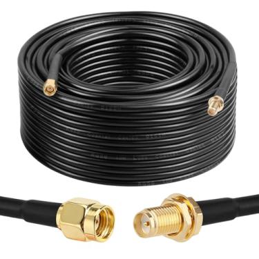 Imagem de Cabo coaxial RP-SMA macho para RP-SMA fêmea, cabo coaxial de extensão de antena WiFi XRDS -RF RG58 RP-SMA para roteador LAN WiFi adaptador de placa de rede sem fio