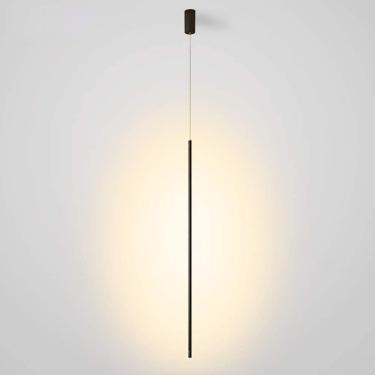 Imagem de Luz pendente única fina minimalista para quarto de cabeceira com cilindro pendurado luz nórdica moderna personalidade criativa simples led atmosfera luz de fundo parede canto do sofá, luz qu