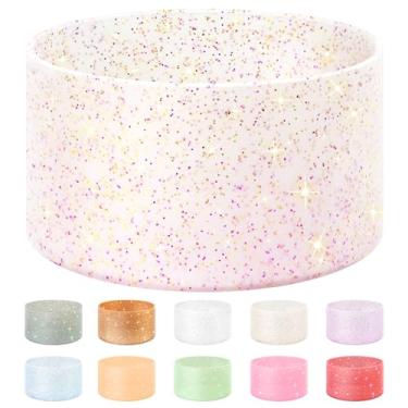 Imagem de Vmini Capa protetora para garrafas, silicone, glitter, compatível com Stanley Tumbler 591 ml–1,18 L, garrafa de água Hydro Flask 355 ml–710 ml, com fundo de 7,1–7,5 cm, base antiderrapante, brilhante