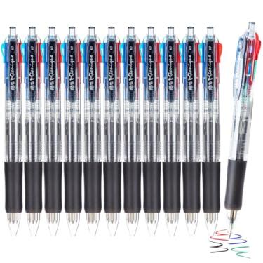 Imagem de M&G Canetas esferográficas multicoloridas, 4 em 1, retráteis, coloridas, ponta fina, 0,7 mm, canetas esferográficas sortidas de 4 cores, escrita suave para material de escritório, escola, mulheres,