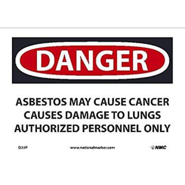 Imagem de NMC D22P National Marker Danger Amianto Sinal - Pode causar câncer causa danos aos pulmões apenas pessoal autorizado, 18 cm x 25 cm, vinil Ps