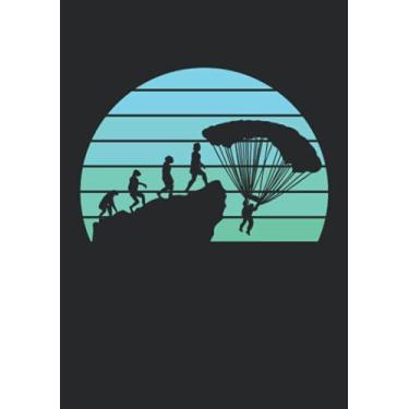 Imagem de Notizbuch A5 liniert mit Softcover Design: Fallschirmspringer Evolution Affe Mensch Vintage Skydiver: 120 linierte DIN A5 Seiten