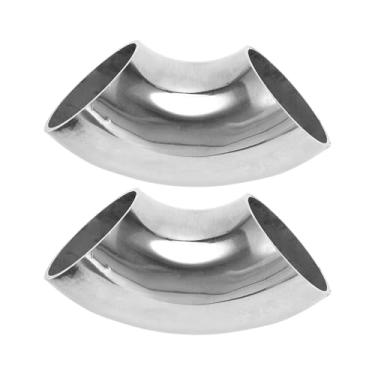 Imagem de Motoforti 2 peças 90 graus mandril curva cotovelo carro modificado tubo de escape tubulação 4.5 cm espessura OD 1,2 mm/18GA 45x125x1,2 mm 201 aço inoxidável tom prata