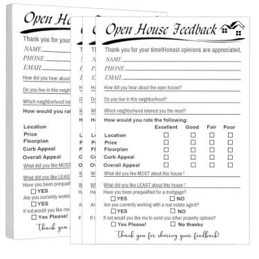 Imagem de 50 placas de casa aberta para suprimentos de casa aberta de imóveis, 15 x 20 cm, placa de feedback para clientes vendedores, corretores de imóveis, suprimentos para corretores de imóveis, corretores