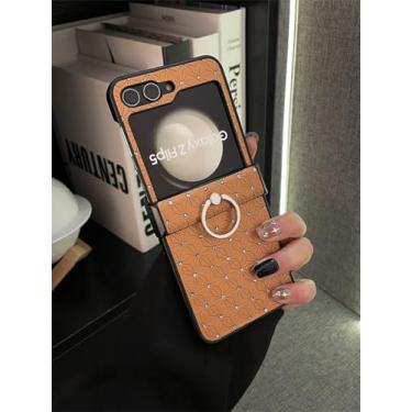 Imagem de Capa de cor sólida com anel de perfuração de ponto brilhante para Galaxy Z Flip 5 Z Flip5 Flip5 Zflip6, capa traseira, 5, para Samsung Galaxy Z Flip 6