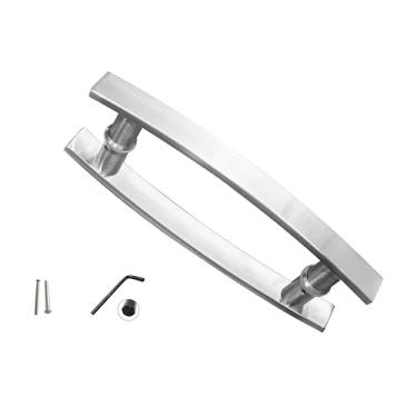 Imagem de Puxador de Porta Curvado Aço Inox Escovado Para Portas Pivotantes, Madeira, Vidro, Alumínio e Portões Cerrata (30 cm)
