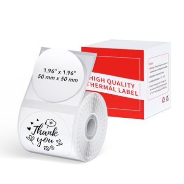Imagem de Ponek Etiqueta redonda M260 1,96" x 1,96" (50 x 50 mm), compatível com etiquetadora M110/ M220/ M221/ M120/ M200/M150, branca, 140 etiquetas/rolo, etiquetas térmicas adesivas multiuso, preto sobre