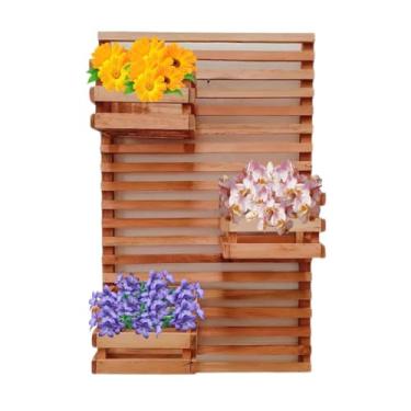 Imagem de Jardim Vertical 60 x 40 Painel Madeira 3 Cachepots 18x20