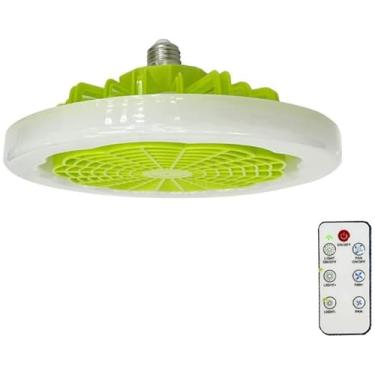 Imagem de Luminária e ventilador teto com luz Branco– moderno 30 W controle remoto, lâmpada ventilador Silencioso LED 2 em 1 regulável para sala cozinha e quarto (Verde)