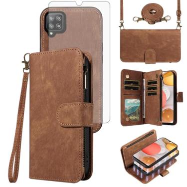 Imagem de Asuwish Capa de celular para Samsung Galaxy A42 5G com zíper carteira magnética removível com protetor de tela de vidro temperado alça transversal suporte para cartão A 42 G5 42A S42 4G 2021 mulheres