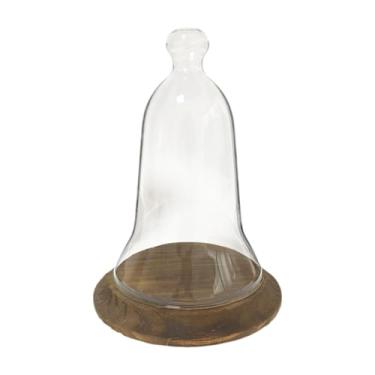 Imagem de Ioensy Base de madeira com cúpula de vidro transparente, jarra para figuras colecionáveis, para exibição de vitrines decorativas, itens colecionáveis antigos