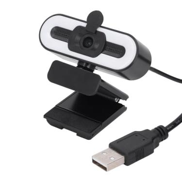 Imagem de Webcam 1080p, Câmera Grande Angular de 120° Com Anel de Luz Ajustável e Microfone, 3 Modos de Iluminação Ajustáveis, Câmera Web de Computador para PC Desktop ou Laptop