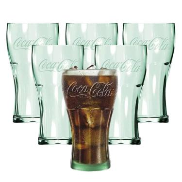 Imagem de Jogo 6 Copos Coca-Cola Contour Vidro Verde 470ml - Nadir