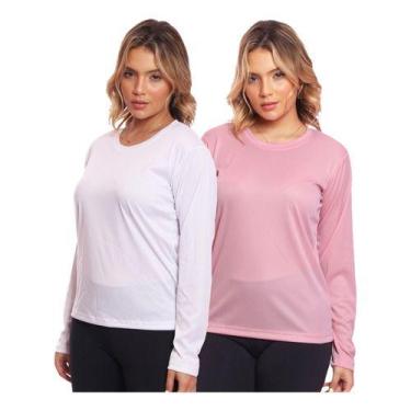 Imagem de Kit 2 Camisas Feminina Camiseta Térmica Proteção Solar Uv - MC Digital