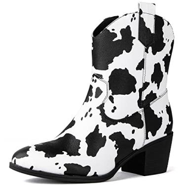 Imagem de GLOBALWIN Botas femininas The Western Wear Fashion Cowboy Cowgirl Free Birds Country Concert Discoteca Botas de caminhada de salto baixo para meninas Saloon, 19yy16 Cow2, 7.5