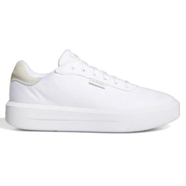 Imagem de adidas Tênis feminino plataforma Court, Branco/dourado metálico/preto, 7.5