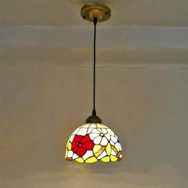 Imagem de Candelabro de vidro colorido europeu Lâmpada pendente criativa vintage Casa Restaurante Bar Hotel Corredor Quarto Cabeça de cama Lâmpada pendente (J D20CM)