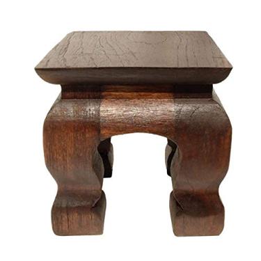 Imagem de CoziNest Mini Table Buddha Statue Stand Worship Pedestal Furniture Display Stand Wooden Square Shape Solid Thai Handmade Teak Wood Base Holder for Small Little Things Statues Items (W5 x D5 x H4)