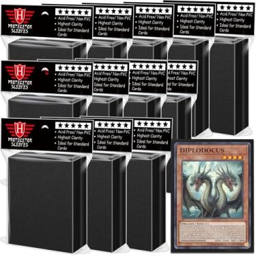 Imagem de 1200 peças de capas de cartas pretas para cartas colecionáveis, capas protetoras de cartas macias e transparentes, protetores de cartas de baralho aptos para cartões de beisebol, cartas esportivas, MTG, cartas de jogo de cartas Yugioh