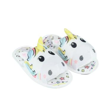 Imagem de Pantufa Chinelo Unicornio Tradicional Sola Antiderrapante Sandalia Super Quentinha Feminino Unissex Adultos Menina (Branco, BR, Criança de 9 a 12 anos, Faixa Numérico, 31, 32)