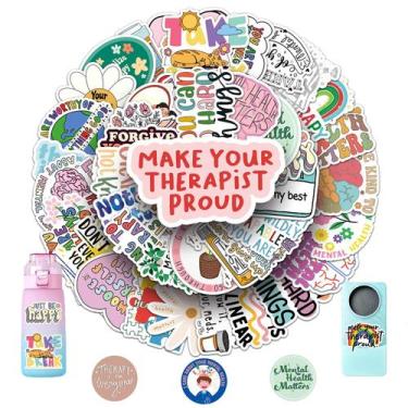 Imagem de Adesivos de Vinil ZCGONG "Mental Health Matters" - Pacote com 100 Unid