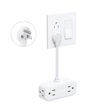 Imagem de TROND Extensor De Tomada Com Cabo De 6 Polegadas, Adaptador De Plugue Plano Para Tomadas Invertidas, 4 Tomadas Elétricas, 4 Portas Usb, Tomada De Parede Com Vários Plugues Para Viagens Em Casa, Iten