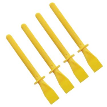 Imagem de E-outstanding 4 peças amarelo ecológico tom plástico super resistente pintura a óleo pequeno raspador de couro feito à mão folha de cola flexível raspador placa de cola aplicador de cola