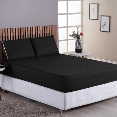 Imagem de Capa Para Colchão Protetor Impermeavel Silencioso Matelado Antibacteriano Antialérgico Varios Tamanhos Casal Padrão Queen King Size Solteiro (Preto, Queen)
