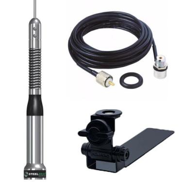 Imagem de Antena Móvel Vhf 5/8 de Onda 1,34 metros Slim Bold Suporte Bi-Articula