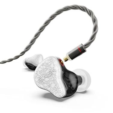 Imagem de BASN Bmaster5 in Ear Monitores, Diafragma 1DLC + 4BA 5 Drivers IEM Fones de ouvido com cabo OFC banhado a prata, fones de ouvido com fio com isolamento de ruído para músicos (branco gelo)