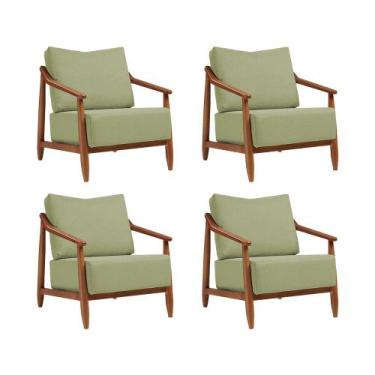 Imagem de Kit 4 Poltronas Decorativa Vita Estofada Boucle Verde Oliva - Mel - PR