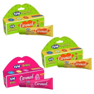 Imagem de Kit 3 Unidades Hidratante Labial Carmed Fini 2 Bananas e 1 Beijos Efei