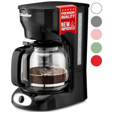 Imagem de Cafeteira Elétrica 12 Xícaras com Jarra de Vidro e Função de Manter Quente, 110V Mueller DC 550, Preta