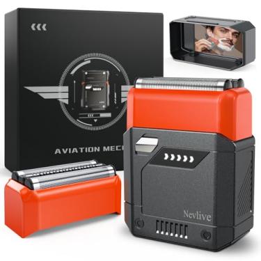 Imagem de Barbeador elétrico de alumínio para viagem, carregamento rápido USB-C, barbeador sem fio à prova d'água IPX7, barbeador facial portátil com estojo de viagem e cabeça de substituição, design compacto