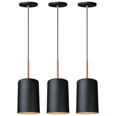 Imagem de Kit 3 Luminária Pendente Veneza Preto - Az Casa Decor, Bivolt