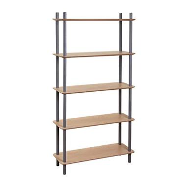 Imagem de Estante industrial com combinação simples de estantes de livros e prateleiras de livros para exibição de chão para sala de estar, quarto e escritório em casa pequena (tamanho: 5 camadas) ()