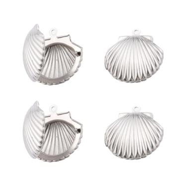 Imagem de ccHuDE Pingentes de medalhão de aço inoxidável, 4 peças, berloques decorativos, medalhão, berloques, colares, pingentes, 22 x 23.5 mm ( W x L ), Metal, Sem Pedra Preciosa