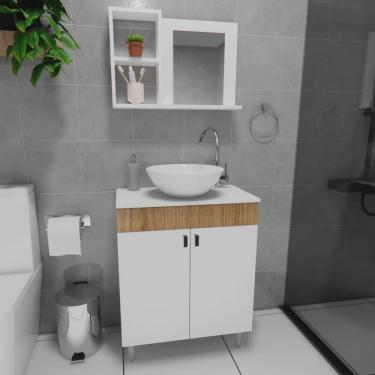 Imagem de Gabinete Armário para Banheiro Suspenso com Espelho e com Cuba 60cm