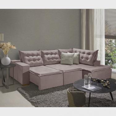 Imagem de Sofá de Canto Montana 4 Lugares Retrátil Reclinável 2,70x1,98M Molas Bonnel em Veludo Yescasa