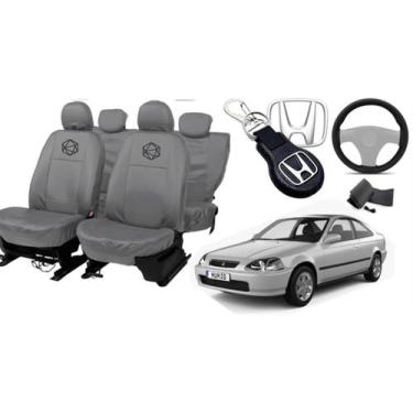 Imagem de Capa Banco Civic 95 a 99 Couro Cinza + Kit Volante - aero print