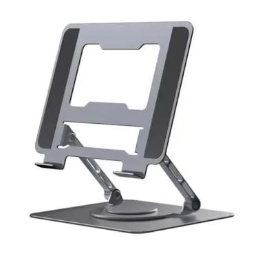 Imagem de Suporte para laptop Aluminum Alloy Laptop Stand, Adjustable Foldable Notebook Tablet Stand with 360° Rotating Base Elevador para laptop(GRAY)