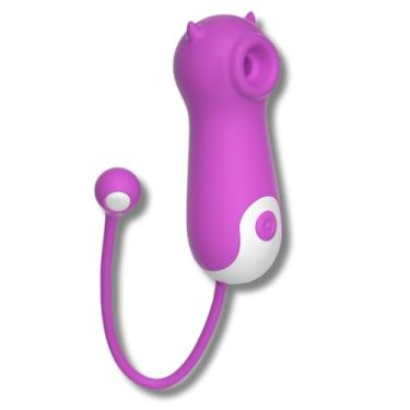 Imagem de Vibrador Sugador 2 em 1 Estimulador de Clitóris Little Monsters Com Cabo Usb Diabinha - Sex Shop (Roxo)