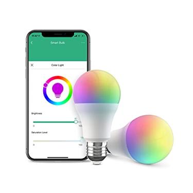 Imagem de Broadlink Lâmpada inteligente, 10 W RGB regulável Wi-Fi lâmpadas inteligentes A19 800lm mudança de cor, funciona com Alexa, Google Home, Siri e IFTTT, sem necessidade de hub (pacote com 2)