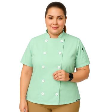 Imagem de Dólmã Feminina Plus Size Para Chef Cozinha Restaurante Confeitaria Uni